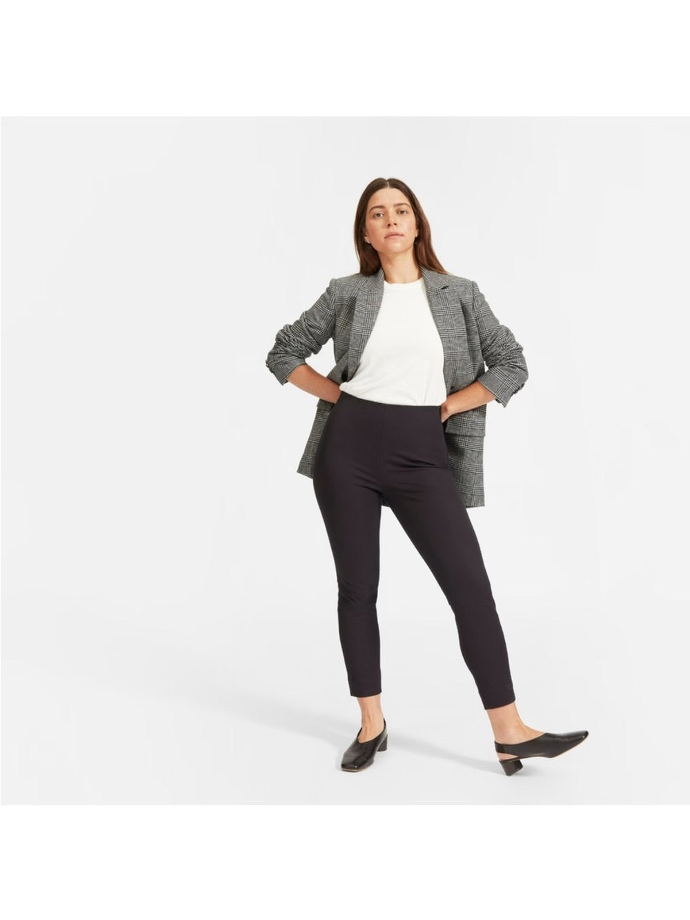 Everlane  Plus Size 18 Curvy Ankle Pant Black Side-Zip Stretch Cotton Minimalist